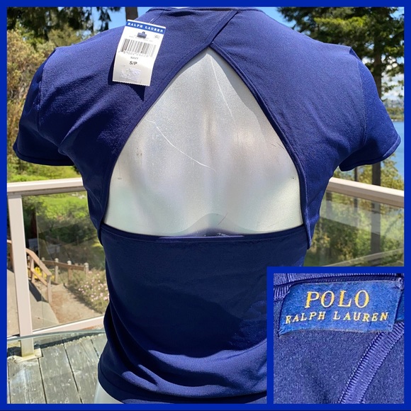 Polo Ralph Lauren S elegant casual upscale open back stretchy spring summer top - Picture 3 of 7